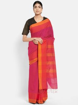 Fabindia - Pink Cotton Woven Loom Saree without Blouse