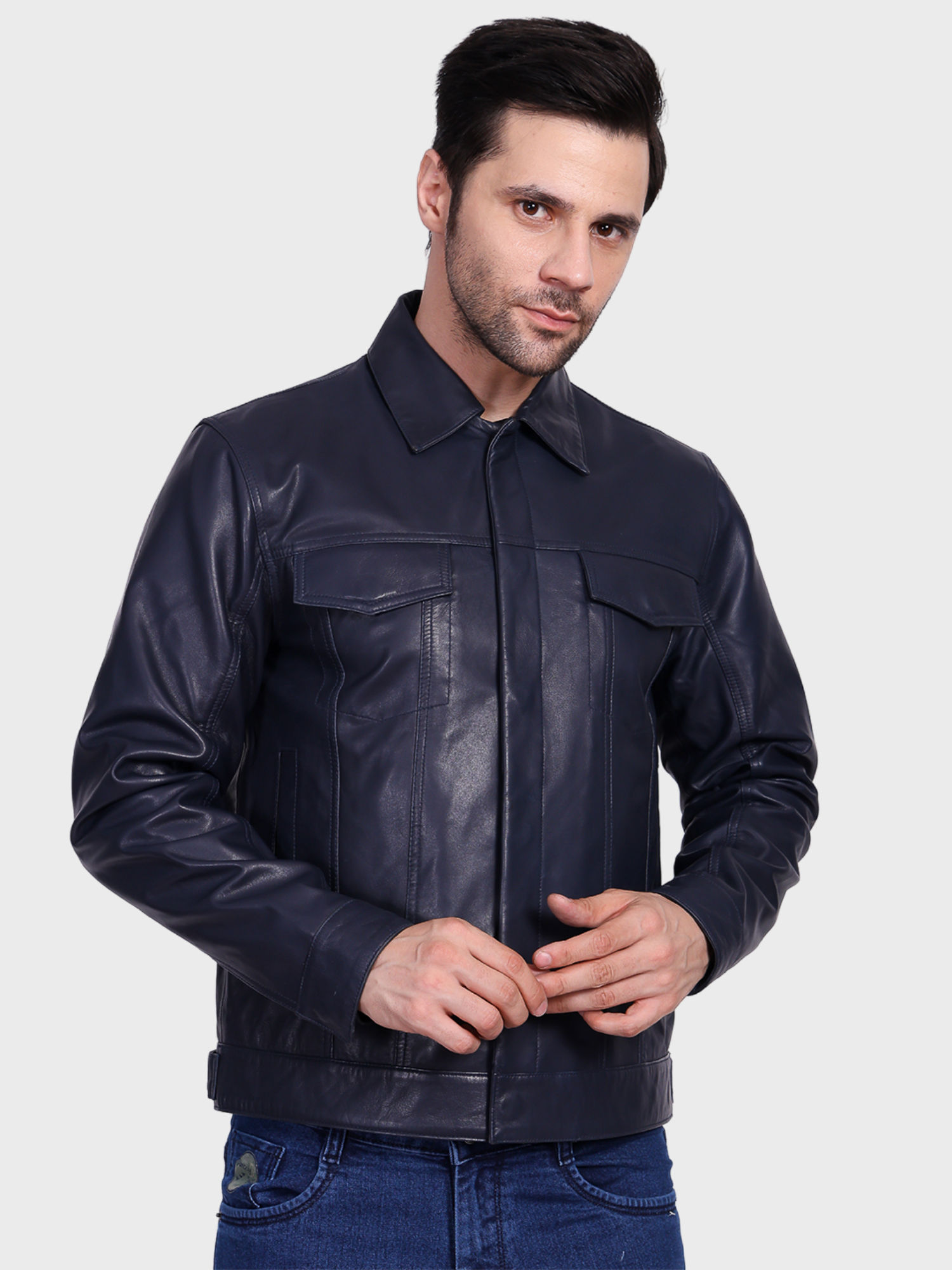 Buy Justanned Jean Lamb Leather Jacket (S) Online