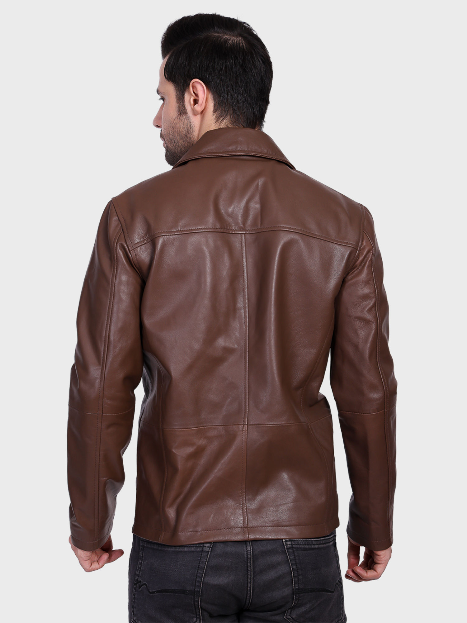 Buy Justanned Chestnut Silky Lamb Leather Jacket (S) Online