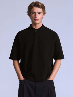 Levi's - Black Solid Relaxed Fit Polo T-Shirt