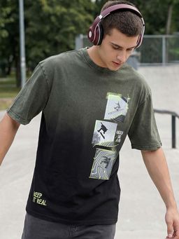 Bewakoof - Green Printed Oversized Fit T-Shirt