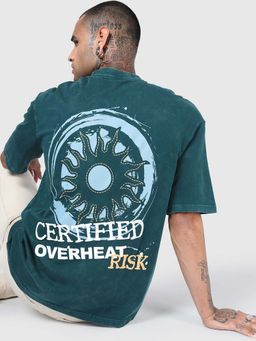 Bewakoof - Green Printed Oversized Fit T-Shirt