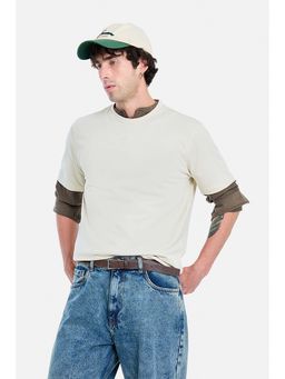 Snitch - Off White Solid Regular Fit T-Shirt