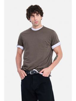 Snitch - Brown Solid Regular Fit T-Shirt