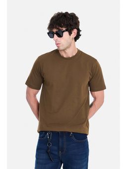 Snitch - Brown Solid Slim Fit T-Shirt