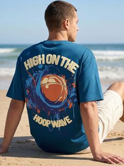 Bewakoof - Blue Graphic Oversized Fit T-Shirt