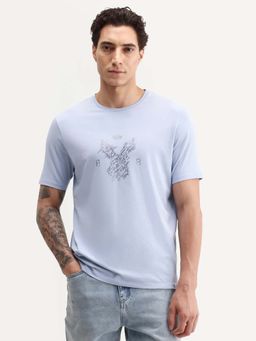 Rare Rabbit - Blue Printed Regular Fit T-Shirt