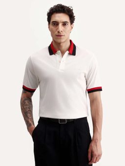 Rare Rabbit - White Solid Regular Fit Polo T-Shirt