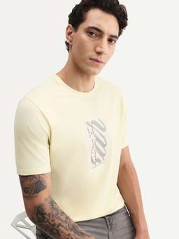 Rare Rabbit - Yellow Printed Regular Fit T-Shirt