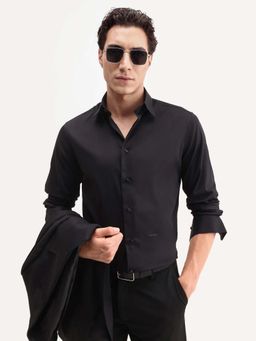 Rare Rabbit - Black Solid Regular Fit Shirt