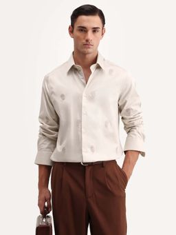 Rare Rabbit - Beige Printed Regular Fit Shirt