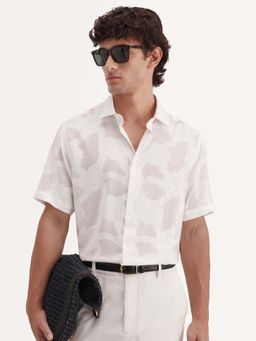 Rare Rabbit - Off White Printed Regular Fit Shirt