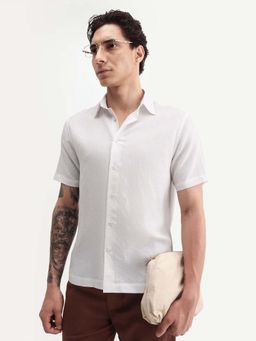 Rare Rabbit - White Solid Regular Fit Shirt