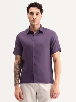 Rare Rabbit - Purple Solid Regular Fit Shirt