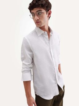 Rare Rabbit - White Solid Regular Fit Shirt