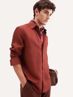 Rare Rabbit - Red Solid Regular Fit Shirt