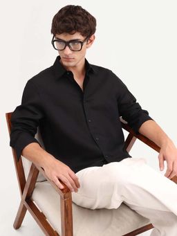 Rare Rabbit - Black Solid Regular Fit Shirt