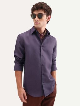 Rare Rabbit - Purple Solid Regular Fit Shirt