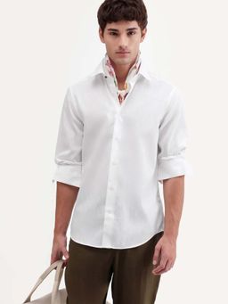 Rare Rabbit - White Solid Regular Fit Shirt