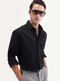 Rare Rabbit - Black Solid Regular Fit Shirt