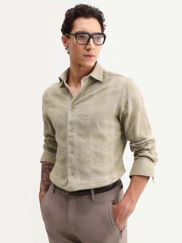Rare Rabbit - Green Textured Regular Fit Shirt