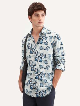 Rare Rabbit - Blue Printed Regular Fit Shirt