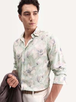 Rare Rabbit - Off White Printed Regular Fit Shirt