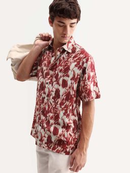 Rare Rabbit - Red Floral Regular Fit Shirt