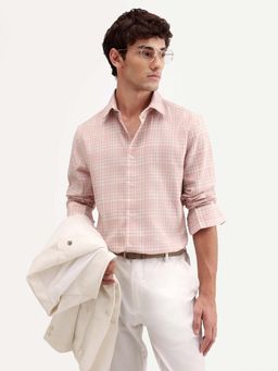 Rare Rabbit - Pink Checks Regular Fit Shirt