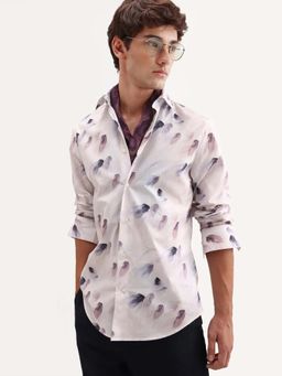 Rare Rabbit - White Printed Regular Fit Shirt