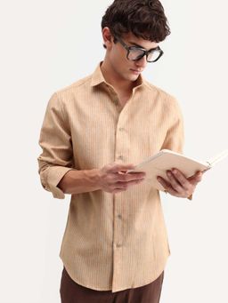 Rare Rabbit - Orange Stripes Regular Fit Shirt