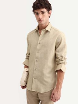 Rare Rabbit - Green Textured Regular Fit Shirt