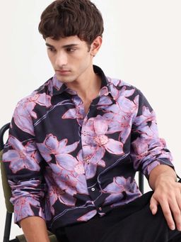 Rare Rabbit - Black Printed Regular Fit Shirt