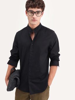 Rare Rabbit - Black Solid Regular Fit Shirt