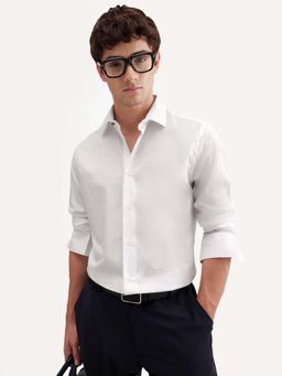 Rare Rabbit - White Solid Regular Fit Shirt