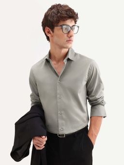 Rare Rabbit - Grey Solid Regular Fit Shirt