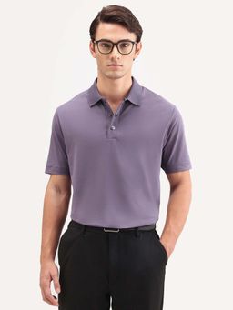 Rare Rabbit - Purple Solid Regular Fit Polo T-Shirt