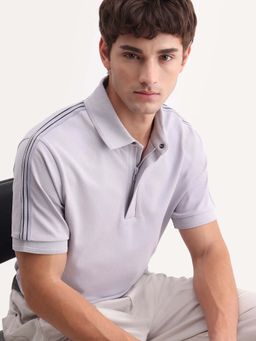 Rare Rabbit - Purple Solid Regular Fit Polo T-Shirt