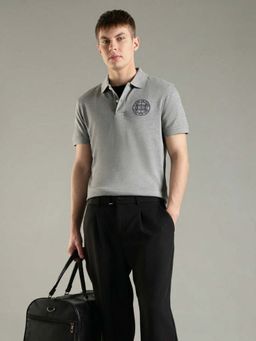 Tommy Hilfiger - Grey Self Design Regular Fit Polo T-Shirt
