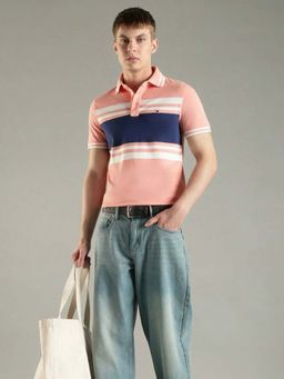 Tommy Hilfiger - Pink Stripes Slim Fit Polo T-Shirt