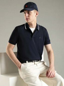 Tommy Hilfiger - Navy Blue Solid Regular Fit Polo T-Shirt