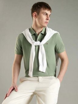 Tommy Hilfiger - Green Solid Regular Fit Polo T-Shirt