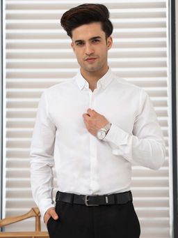 Red Tape - White Self Design Regular Fit Shirt