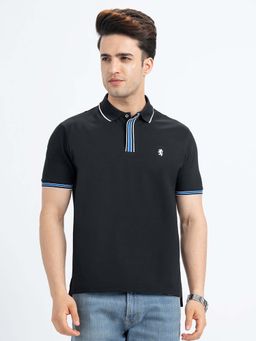 Red Tape - Black Solid Regular Fit Polo T-Shirt