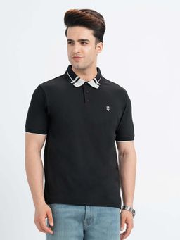 Red Tape - Black Solid Regular Fit Polo T-Shirt