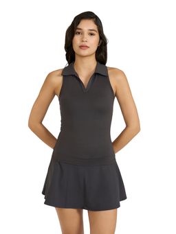 Hunnit - Zen Polo Neck Tank Top with In Built Sports Bra