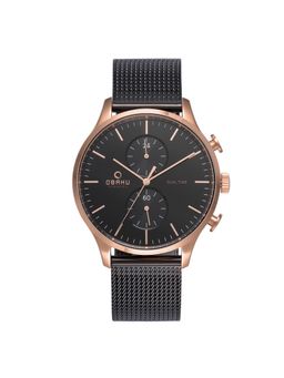 Obaku - Gran Night Dual Time Black Round Dial Mens Watch - V196Guvbmb
