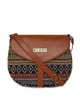 KLEIO - Pu Leather Jacquard Patterned Multicolour Sling Handbag for Women