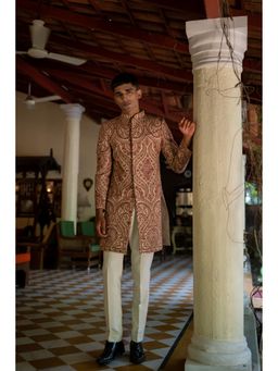 TAJIRI - Majesty Beige Sherwani with Pant