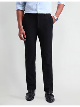 Arrow Newyork - Self Design Black Nylon Slim Trousers